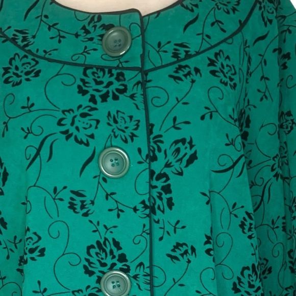 ELEMENTZ VINTAGE SWING STYLE TOPPER JACKET | GREEN | BLACK FLORAL PRINT | XL - Picture 3 of 8